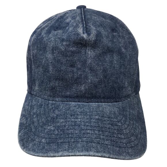 No Boundaries Snapback Hat Blue One Size Adjustable Vented Holes Denim Blank - Picture 1 of 8